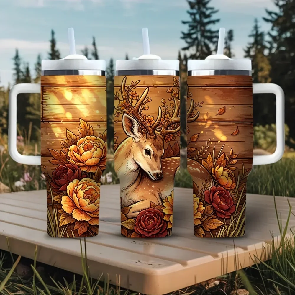 40Oz Tumbler with Handle, Beau - Hunting Outdoor Background 评论和价格