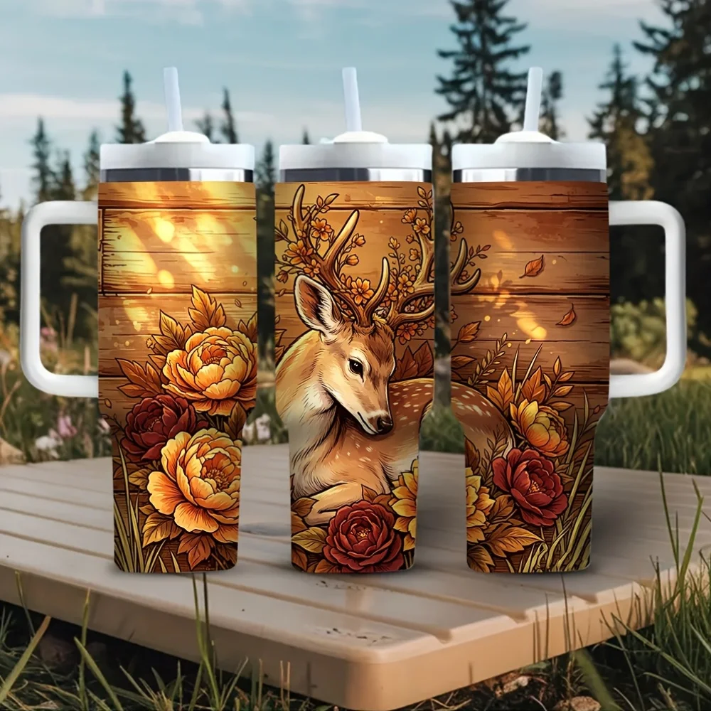 40Oz Tumbler with Handle, Beau - Hunting Outdoor Background 评论和价格