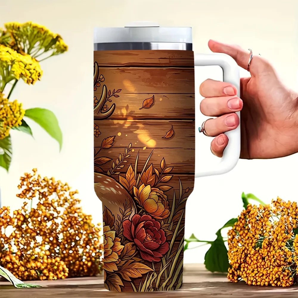 40Oz Tumbler with Handle, Beau - Hunting Outdoor Background 评论和价格
