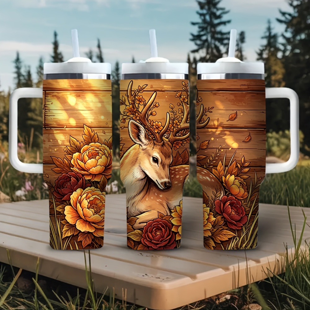 40Oz Tumbler with Handle, Beau - Hunting Outdoor Background 评论和价格