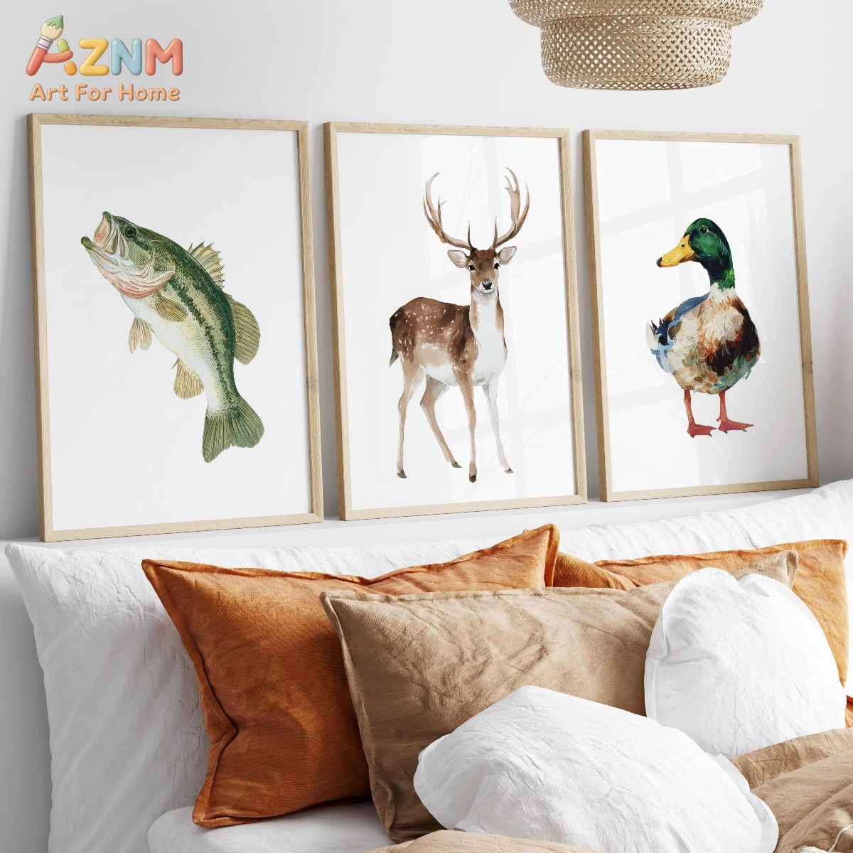 AZNM Watercolor Hunting and Fi - Hunting Outdoor Decor 评论和价格