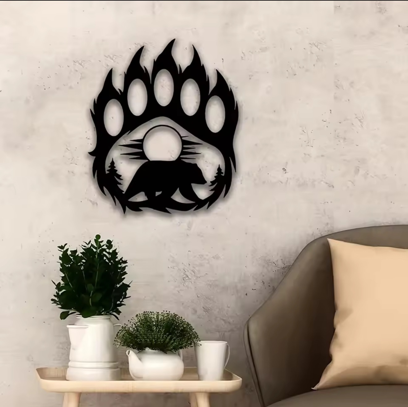 Rustic Metal Bear Paw Wall Art - Hunting Outdoor Decor 评论和价格